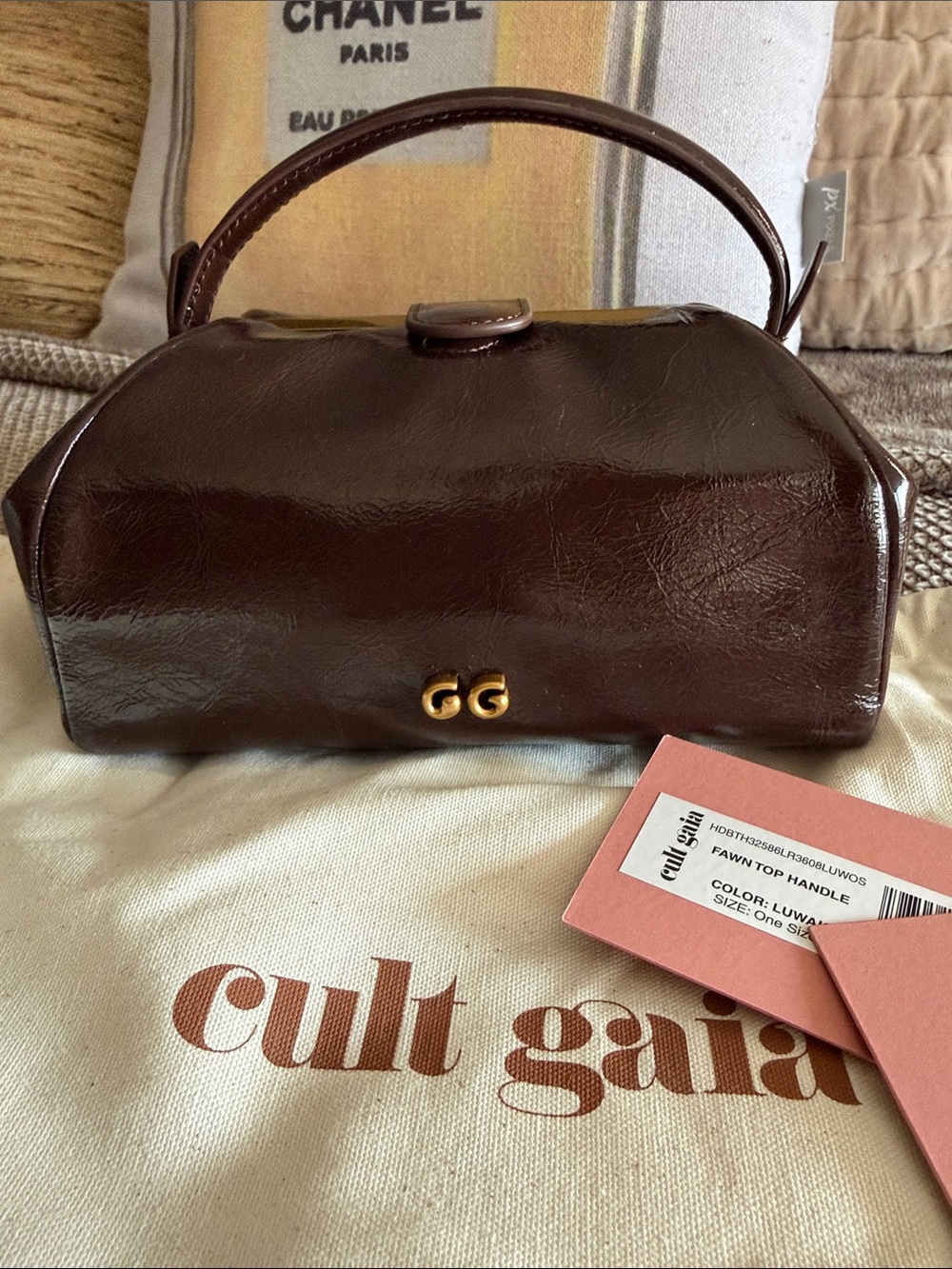 EUC, Ret. $505, Cult Gaia Fawn Leather Top Handle Bag | Worn Once | Callout - Picture 3 of 6